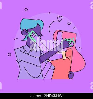 Vector Illustration of Holi Festival: Fun Characters and Vibrant Colors Come Together Stock Vector