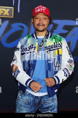 Los Angeles, USA. 15th Feb, 2023. De' Aundre Bonds arrives at The red carpet for the premiere of the sixth and final season of FX SNOWFALL held at The Ted Mann Theater in Los Angeles, CA on Wednesday, February 15, 2023 . (Photo By Juan Pablo Rico/Sipa USA) Credit: Sipa USA/Alamy Live News Stock Photo