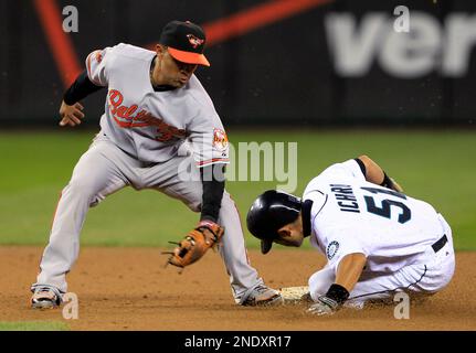 Seattle Mariners second baseman Cesar Izturis (3) during an extended spring  training game against the Los Angeles Dodgers on April 11, 2023 at  Camelback Ranch in Glendale, Arizona. (Tracy Proffitt/Four Seam Images