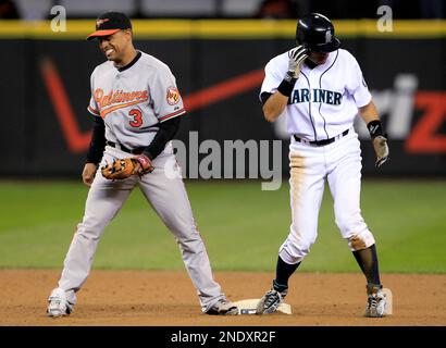 Seattle Mariners second baseman Cesar Izturis (3) during an extended spring  training game against the Los Angeles Dodgers on April 11, 2023 at  Camelback Ranch in Glendale, Arizona. (Tracy Proffitt/Four Seam Images