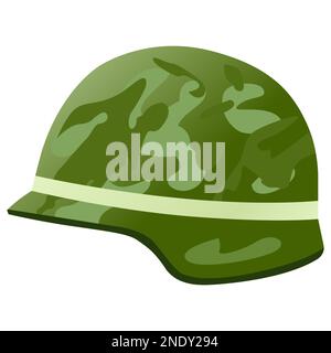 military camouflage helmet for head protection in war. flat vector illustration. Stock Vector
