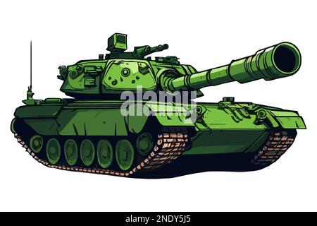 green military tank. Russian military equipment. flat vector illustration. Stock Vector