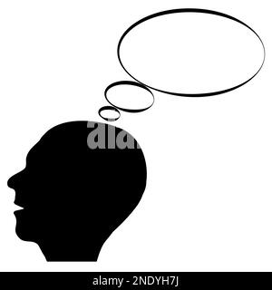 Silhouette of human head with contour empty speech bubble from mouth ...