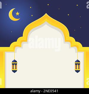 Islamic Banner Template Design - Ramadan and Eid Mubarak Background Vector Illustration Design. Stock Vector