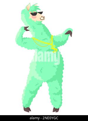 Cool llama alpaca character flat vector icon Stock Vector