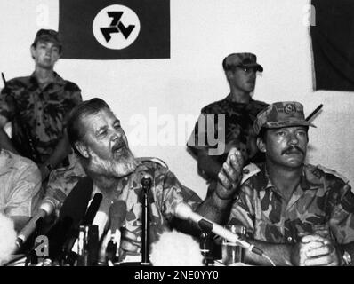 Eugene Terreblanche, leader of the South African far-right political  movement the Afrikaners Weerstandsbeweging (AWB), addresses an AWB public  meeting in Boksburg, South Africa on February 22, 1989. (AP Photo Stock  Photo - Alamy