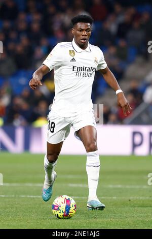 Aurelien Tchouameni of Real Madrid CF during the La Liga match between Real  Madrid and UD Almeria played at Santiago Bernabeu Stadium on April 29, 2023  in Madrid, Spain. (Photo by Cesar