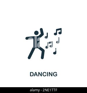 Dancing icon. Monochrome simple sign from hobby collection. Dancing icon for logo, templates, web design and infographics. Stock Vector