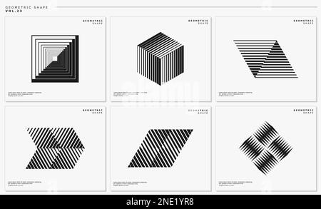 Set of stripped line abstract logo design template. Blend lines logo graphic. Stock Vector