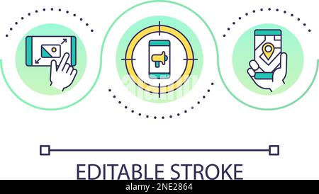 Advertising in mobile apps loop concept icon Stock Vector