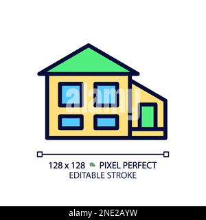 Split-level house pixel perfect RGB color icon Stock Vector