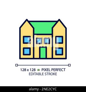 Mansion pixel perfect RGB color icon Stock Vector