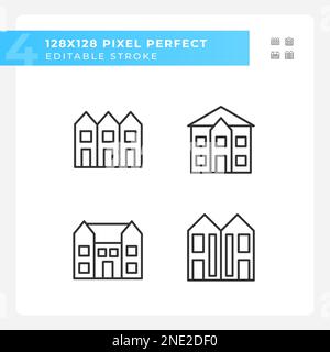 Luxury houses pixel perfect linear icons set for dark, light mode Stock ...
