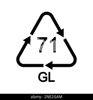 Glass reusable icon. 71 GL recycling sign in triangular shape with arrows isolated on white background. Waste management concept. Vector graphic Stock Vector