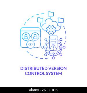 Distributed version control system blue gradient concept icon Stock Vector