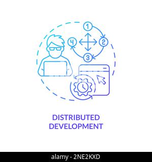 Distributed development blue gradient concept icon Stock Vector