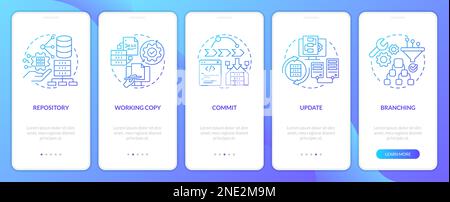 Source control concepts blue gradient onboarding mobile app screen Stock Vector