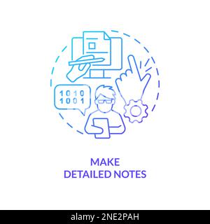 Make detailed notes blue gradient concept icon Stock Vector