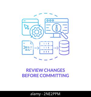Review changes before committing blue gradient concept icon Stock Vector
