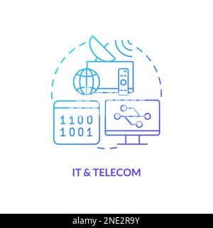 IT and telecom blue gradient concept icon Stock Vector