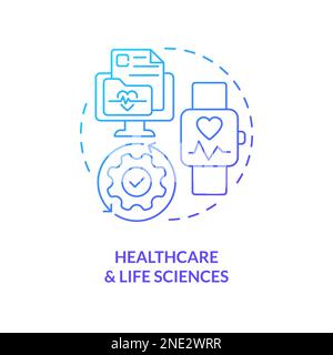 Healthcare and life sciences blue gradient concept icon Stock Vector