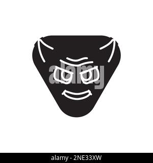 Red triangular gloating character color line icon. Mascot of emotions ...