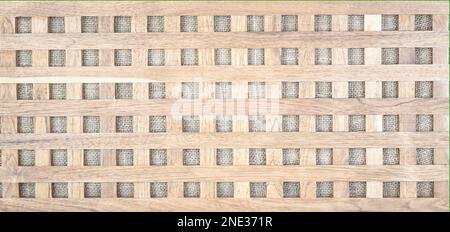 background of wooden lattice with square cells. Stock Photo