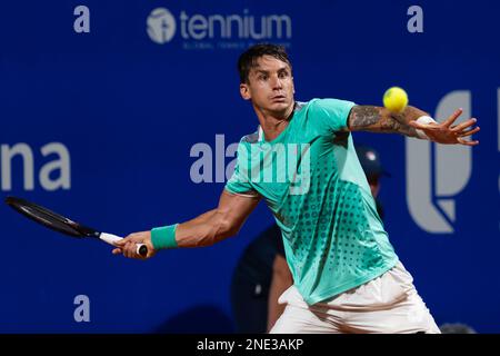 Buenos Aires, Argentina. 15th Feb, 2023. Camilo Ugo Carabelli of Argentina in action during round sixteen singles of the ATP 250 Argentina Open 2023 match against Dusan Lajovic of Serbia at Buenos Aires Lawn Tennis Club. Final score; Camilo Ugo Carabelli 0:2 Dusan Lajovic Credit: SOPA Images Limited/Alamy Live News Stock Photo