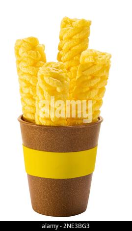 corn sticks in brown glass isolate on white background. Stock Photo