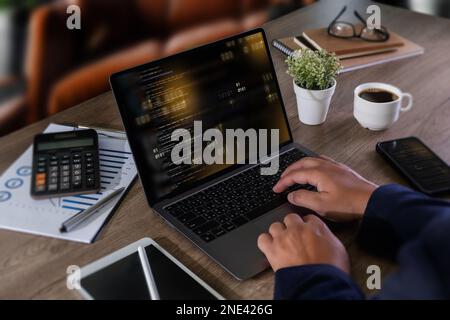 software engineer working on a laptop Website application development Technology concepts Stock Photo