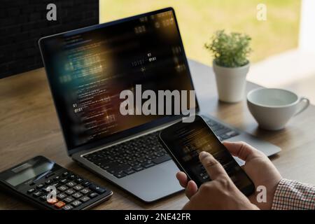 software engineer working on a laptop Website application development Technology concepts Stock Photo