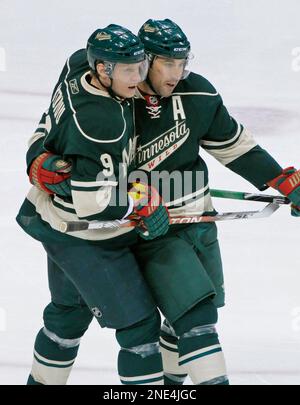 The Minnesota Wild's Zach Parise (11) after a goal in the first period  against the Vancouver Canucks at the Xcel Energy Center in St. Paul, Minn.,  on Tuesday, Dec. 17, 2013. (Photo