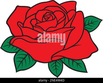 Red rose flower. Vector illustration. Stock Vector