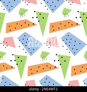 Y2k doodle abstract seamless pattern. Colorful geometric shapes repeat. Stock Vector