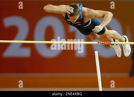 United States Trey Hardee clears the bar during the Pole Vault of