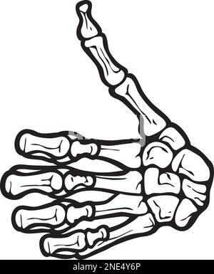 Skeleton Hand Gesture Thumb Up. OK gesture. Stock Vector