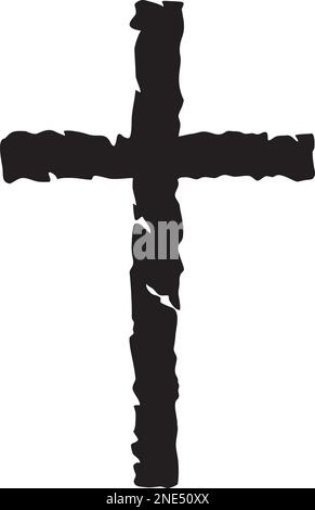 Grunge Christian cross. Black and white. Vector illustration. Stock Vector