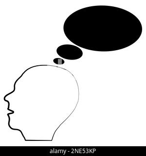 Silhouette of human head with contour empty speech bubble from mouth ...