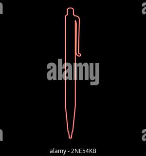 Neon pen ballpoint red color vector illustration image flat style light Stock Vector