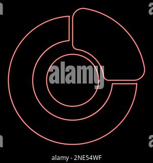 Neon brake system on wheel Automobile car disc pad hydraulic drum red color vector illustration image flat style light Stock Vector