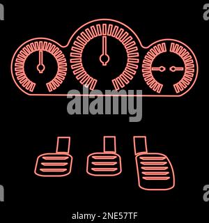 Neon dashboard pedals red color vector illustration image flat style light Stock Vector