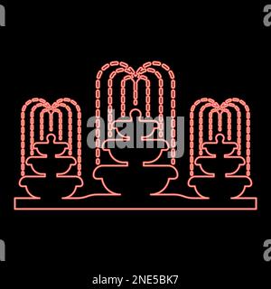 Neon fountain stream red color vector illustration image flat style light Stock Vector