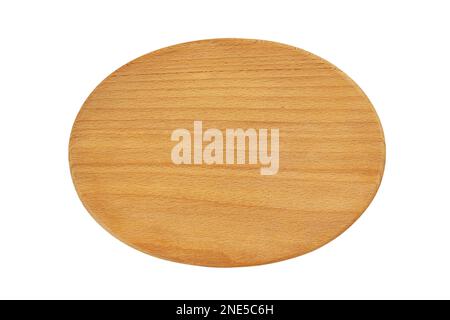 Image of a wooden board for the kitchen of an oval shape on a white background Stock Photo