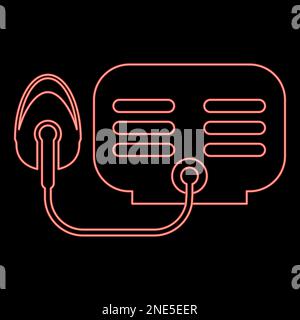Neon nebulizer with mask red color vector illustration image flat style light Stock Vector