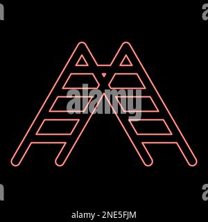 Neon stairs red color vector illustration image flat style light Stock Vector