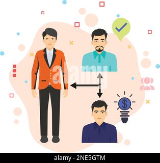 Team lead with Engineers Concept, business relationship between two or more individuals vector color icon design, Interrelationship concept, hrm symbo Stock Vector
