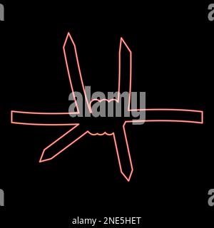 Neon barbed wire red color vector illustration image flat style light Stock Vector
