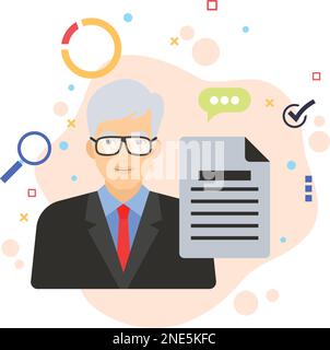 Certified and experienced C Level Resource concept Academic and practical qualifications and public vector color icon design, hrm symbol, hr sign, bus Stock Vector