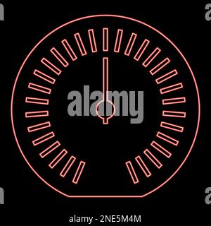Neon speedometer odometer speed counter meter red color vector illustration image flat style light Stock Vector