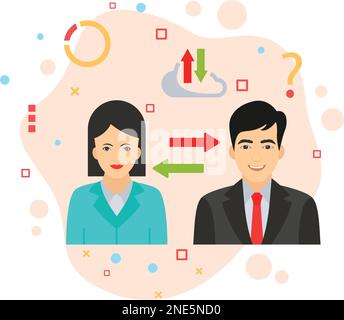 Job swapping Sign, Effective Communication Between Cross Genders Concept, hrm symbol, Cross arrows between male and female vector color icon design, B Stock Vector